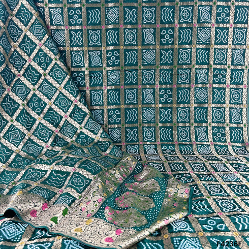 Zari Work Bandhani Print Dola Silk Fabric-F4236